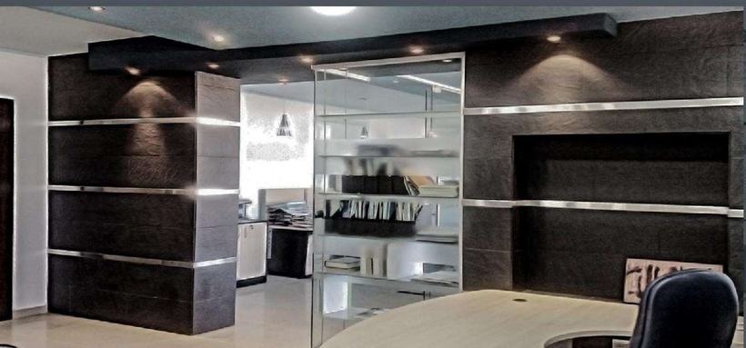Edara Company executive office with slate partitions and stainless inlay, Amman